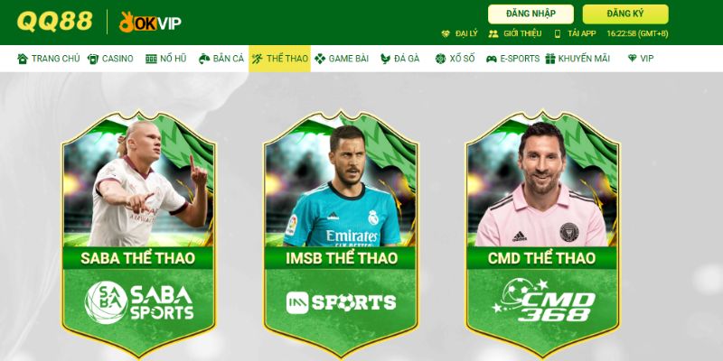 Cá cược thể thao QQ88 với bóng đá và eSports có nhiều tỷ lệ kèo hấp dẫn